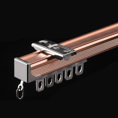 Surprecision Curtain Track Ceiling Mount 2 Pcs Ceiling Curtain Track Single Track for Curtains Thickness 1.35mm Aluminium Curtain Track Set for Home and Office (Rose Gold, 1.4m/4.59ft)