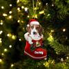 Personalized Beagle Ornament, Beagle in Santa Boot, Dog Christmas Ornaments view 1