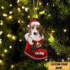 Personalized Beagle Ornament, Beagle in Santa Boot, Dog Christmas Ornaments view 2