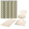 16-Piece Bathroom Printed Shower Curtain and 2 Memory Foam Bath Rug with Lid Cover Rock (Palm Tree Taupe) view 1