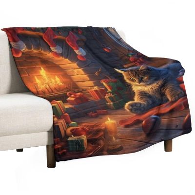 JHION Merry Christmas Flannel Throw Blanket, Fireplace Fleece Cozy Blankets for All Seasons, Fuzzy Warm Bed Blanket Christmas Decoration Blanket for Couch Bed Sofa 70"x80"