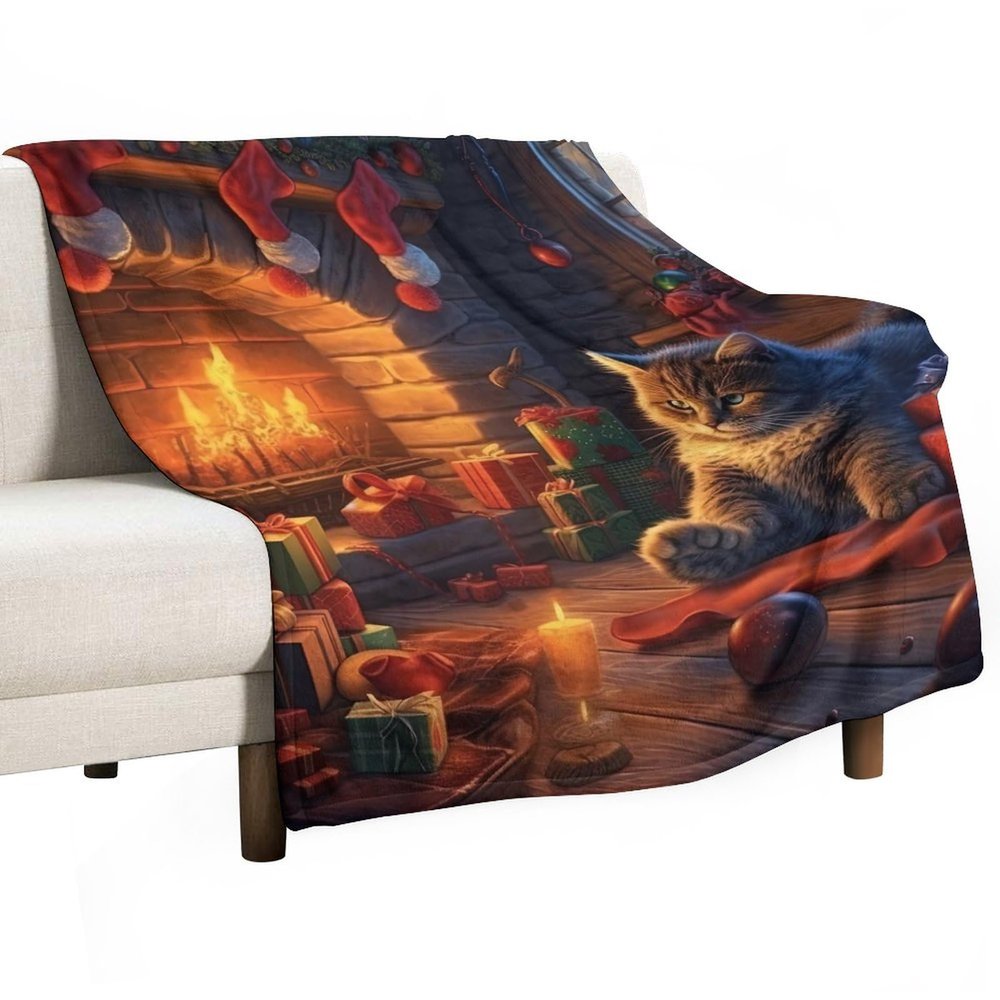 JHION Merry Christmas Flannel Throw Blanket, Fireplace Fleece Cozy Blankets for All Seasons, Fuzzy Warm Bed Blanket Christmas Decoration Blanket for Couch Bed Sofa 70"x80"