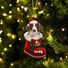 Personalized English Springer Spaniel Ornament, Christmas Dog in Santa Boot, Dog Christmas Ornaments view 1