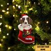Personalized English Springer Spaniel Ornament, Christmas Dog in Santa Boot, Dog Christmas Ornaments view 2