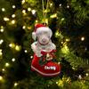 Personalized Weimaraner Christmas Ornament - Dog in Santa Boot view 1
