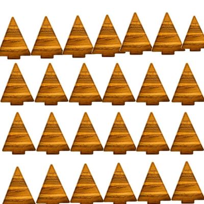 Affinfity Decor Set of 25 Christmas Tree Shaped Wood Cutting Board for Kitchen Decor, Tree Cutting Boards Set, Acacia Wood Chopping Board With Curved grooves, Christmas Corporate Gifts for Employees