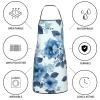 RLDOBOFE Waterproof Apron Adjustable Bib with 2 Pocket Blue Flower Floral Pattern Roses1 Cooking Aprons for Women Men Chef Bibs for Baking view 4