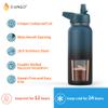 CIVAGO 32 oz Insulated Water Bottle With Straw, Stainless Steel Sports Water Cup Flask with 3 Lids (Straw, Spout and Handle Lid), Wide Mouth Travel Thermal Mug, Sage view 3
