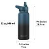 CIVAGO 32 oz Insulated Water Bottle With Straw, Stainless Steel Sports Water Cup Flask with 3 Lids (Straw, Spout and Handle Lid), Wide Mouth Travel Thermal Mug, Sage view 4
