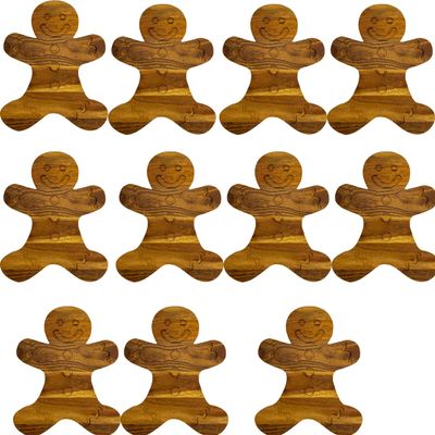 Affinity Decor Acacia Set of 11 Wood Cutting Board for Kitchen, Christmas Gift Gingerbread Shaped Boards with Grooves, Decorative cutting board for Cheese, Christmas Corporate Gifts for Employees