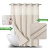 eachope Long No Hooks Needed Linen Textured Shower Curtain with Snap-in Fabric Liner Set,Cream Hotel Luxury Decor Shower Curtains for Bathroom,Waterproof & Washable,71Wx80H view 2
