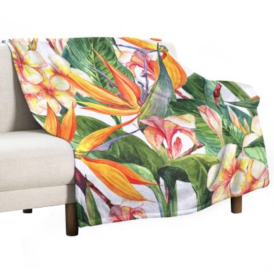 Palm Leaves Blanket Watercolor Summer Tropical Plant Flower Leaf Nature Exotic Soft Cozy Lightweight Throw Blanket for Bedroom Living Room Dorm Chair Sofa Travel 40x50in