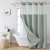 eachope Extra Long No Hooks Needed Linen Textured Shower Curtain with Snap-in Fabric Liner Set,Sage Green Hotel Luxury Decor Shower Curtains for Bathroom,Waterproof & Washable,71Wx86H view 1