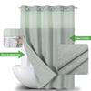 eachope Extra Long No Hooks Needed Linen Textured Shower Curtain with Snap-in Fabric Liner Set,Sage Green Hotel Luxury Decor Shower Curtains for Bathroom,Waterproof & Washable,71Wx86H view 2