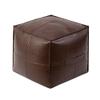 XnAsu Unstuffed Leather Pouf Ottoman Cover Boho Footstool Footrest Floor Chair Covers for Living Room Bedroom Decor Balcony Indoor (Black) view 1