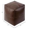 XnAsu Unstuffed Leather Pouf Ottoman Cover Boho Footstool Footrest Floor Chair Covers for Living Room Bedroom Decor Balcony Indoor (Black) view 3