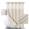 eachope No Hooks Needed Linen Textured Shower Curtain with Snap-in Fabric Liner Set,Cream Hotel Luxury Decor Shower Curtains for Bathroom,Waterproof & Washable,71Wx77H view 1