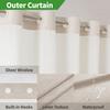 eachope No Hooks Needed Linen Textured Shower Curtain with Snap-in Fabric Liner Set,Cream Hotel Luxury Decor Shower Curtains for Bathroom,Waterproof & Washable,71Wx77H view 3