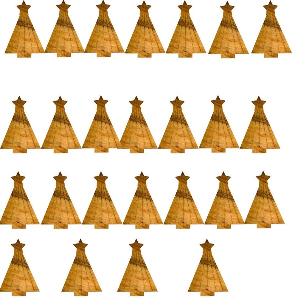 Affinfity Decor Acacia Wood Christmas Tree Shaped Cutting Board for Kitchen Decor, 25 pieces Liney Tree Cutting Boards Set, Wooden Chopping Board With grooves, Christmas Corporate Gifts for Employees