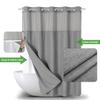 eachope No Hooks Needed Linen Textured Shower Curtain with Snap-in Fabric Liner Set,Grey Hotel Luxury Decor Shower Curtains for Bathroom,Waterproof & Washable,71Wx77H view 2
