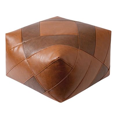 XnAsu Square Pouf Ottoman Cover Unstuffed Leather Boho Footstool Footrest Bean Bag Floor Chair Covers for Living Room Bedroom Decor Balcony Indoor (Brown&Coffee)