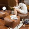 XnAsu Square Pouf Ottoman Cover Unstuffed Leather Boho Footstool Footrest Bean Bag Floor Chair Covers for Living Room Bedroom Decor Balcony Indoor (Brown&Coffee) view 2