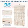 BAGSMART Hanging Jewelry Organizer, Necklace Holder Anti-tangle Earrings Rings Hanger with Pockets Hang on Closet, Wall, Door,1 Piece, Large Beige view 2