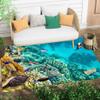 3D Optical Illusion Cute Ocean Aesthetic Indoor Outdoor Area Rug for Patio Baclony Deck Porch Tropical Fish Coral Reef 5x8 Carpet Living Room Bedroom Washable Coastal Indoor Rugs Blue view 1