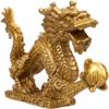 WEALTHCOMING Charming Brass Dragon Statue,Handmade Magical and Noble Chinese Golden Dragons Sculptures for Home Office Decor Collectible Figurines (8.6" inches) view 1