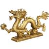 WEALTHCOMING Charming Brass Dragon Statue,Handmade Magical and Noble Chinese Golden Dragons Sculptures for Home Office Decor Collectible Figurines (8.6" inches) view 3