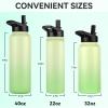 DOMICARE 32 oz Insulated Water Bottle Bulk, Vacuum Insulated Stainless Steel Sports Water Bottle with Straw Lid & Spout Lid, Leakproof, Reusable - Travel, Camping, Bike, Green Gradient (4 Pack) view 4