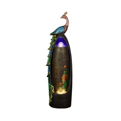 ENGENDER Waterfall Fountain Indoor Desktop Fountain Peacock Tabletop Water Fountain Decor Indoor Water Fountain Home Living Room Decoration Humidifier Home Fountain