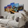 (100X175CM/5PCS) Frame Canvas Print Poster - New England Massachusetts American football Neon Dolphins - City Landscape Wall Art for Home and Office Decor view 3