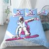 REALIN Ski Polar Bear Skiing Duvet Cover Set Ski Area Skiing Sports Bedding Girl Boy Kids Bed Sets 2/3/4PCS Quilt Covers/Sheets/Pillow Shams,Twin/Full/Queen/King (C,Queen-228x228cm-4PCS) view 2