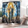Orlco Art Retro Jesus Wall Art Jesus Stained Glass Quick-Dry Fabric Shower Curtain Religion Spiritual Faith Portrait Rustic Farmhouse Shower Curtain Fabric Bathroom Shower Curtain with 12 Hooks view 1
