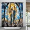 Orlco Art Retro Jesus Wall Art Jesus Stained Glass Quick-Dry Fabric Shower Curtain Religion Spiritual Faith Portrait Rustic Farmhouse Shower Curtain Fabric Bathroom Shower Curtain with 12 Hooks view 3