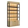CraftThink Wooden Display Storage with Lighting, Modern Storage Cabinet Storage Rack Organizer Furniture, 4 Shelves with Cabinet for Store Home Office Wood in Natural, 47" L x 12" W x 84.5" H view 1