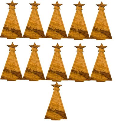 Affinfity Decor Acacia Wood Christmas Tree Shaped Cutting Board for Kitchen Decor, 11 pieces Star Tree Cutting Boards Set, Wooden Chopping Board With grooves, Christmas Corporate Gifts for Employees