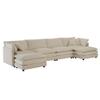 JUSTONE 146.5" Sectional Sofa Couch for Living Room,U-Shaped Sofa 6 Seat Sofa with 2 Ottoman & Toss Pillows for Home,Office (Beige) view 4