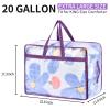 20 Gallon Large Clear Blanket Storage Bags for Bedding with Zipper Handles, 76L Oversized Comforter Storage Bag King Size, Folding Plastic Bedding Storage for Clothes, Bed Sheet, Pillow, Toys, 4Pack view 2