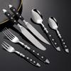 Rivet Handle Black Silverware Set Flatware Set for 18 Utensil Sets Forks Spoons And Knives Set Ergonomic Durable Mirror Polished Thanksgiving Christmas Essentials Family Gatherings Brand Packaging view 2
