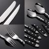 Rivet Handle Black Silverware Set Flatware Set for 18 Utensil Sets Forks Spoons And Knives Set Ergonomic Durable Mirror Polished Thanksgiving Christmas Essentials Family Gatherings Brand Packaging view 3