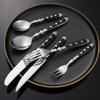 Rivet Handle Black Silverware Set Flatware Set for 18 Utensil Sets Forks Spoons And Knives Set Ergonomic Durable Mirror Polished Thanksgiving Christmas Essentials Family Gatherings Brand Packaging view 4