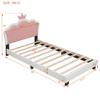 Polibi Twin Size Upholstered Princess Bed with Crown Headboard, Twin Size Platform Bed with Headboard and Footboard, White+Pink view 3