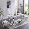 Luxury Dining Room Chairs Set of 4, Faux Leather High Back Dining Chairs with Mirrored Stainless Steel Legs, Kitchen Modern Dining Chairs Heavy Duty Dining Chairs, Silver Upholstered Dining Chairs view 2