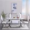Luxury Dining Room Chairs Set of 4, Faux Leather High Back Dining Chairs with Mirrored Stainless Steel Legs, Kitchen Modern Dining Chairs Heavy Duty Dining Chairs, Silver Upholstered Dining Chairs view 3