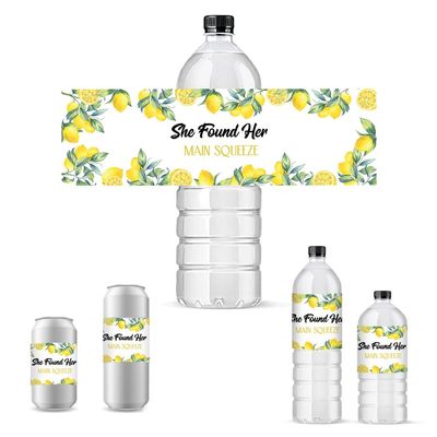 PH PandaHall 30pcs Water Bottle Sticker Set - She Found Her Main Squeeze Labels - Lemon Bottle Wraps - Waterproof - Personalized Party Favor Decorations for Wedding, Birthday, Anniversary