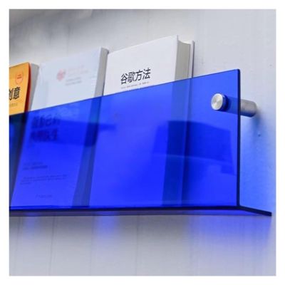 Large Small Magazine Reading Book Display Rack Shelf Wall Mount, Modern Clear Acrylic Hanging Bookshelf, Brochure Holder/ Record Stand, Home/ Office/ Reception Area ( Color : Blue , Size : 1 PACK_L 80