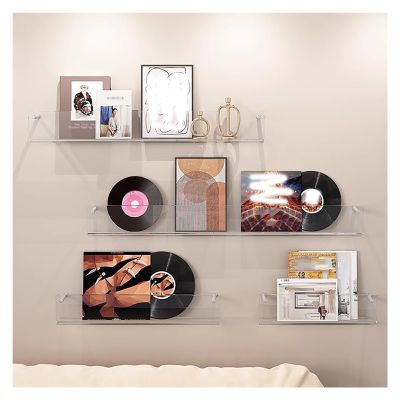 Large Small Magazine Reading Book Display Rack Shelf Wall Mount, Modern Clear Acrylic Hanging Bookshelf, Brochure Holder/ Record Stand, Home/ Office/ Reception Area ( Color : Clear , Size : 3 PACK_L 1