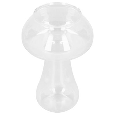 BFYDOAA Small Clear Glass Vase for Cuttings Buds Hydroponic, Mushroom Shape Flower Bottle Mini Fish Bowl for Home Aesthetics Decor